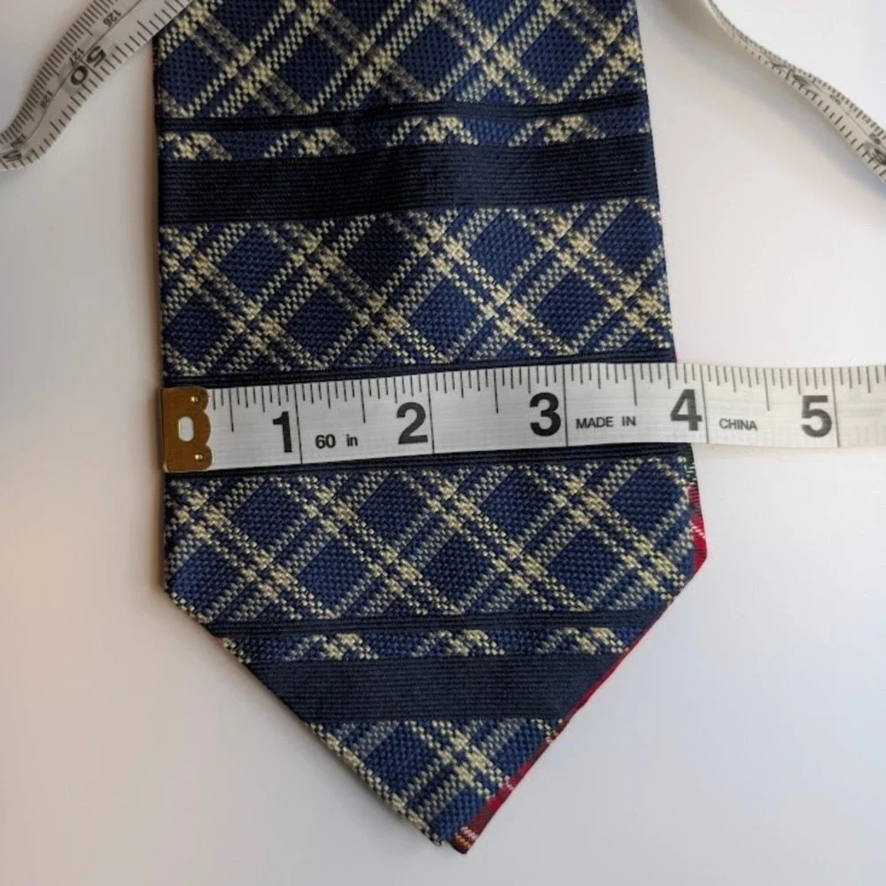 LOT of 2 Tommy Hilfiger Silk Ties - Red Tartan & Blue Plaid Stripe 4